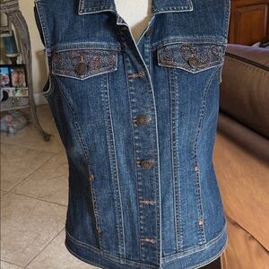 Embroidered Denim Vest for Women